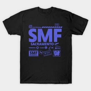 Vintage Sacramento SMF Airport Code Travel Day Retro Travel Tag T-Shirt